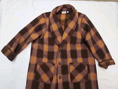 Abrigo Joan Rivers Botón Frontal Búfalo Cuadros con Bolsillos Marrón Talla 1X Foto 1 de 4