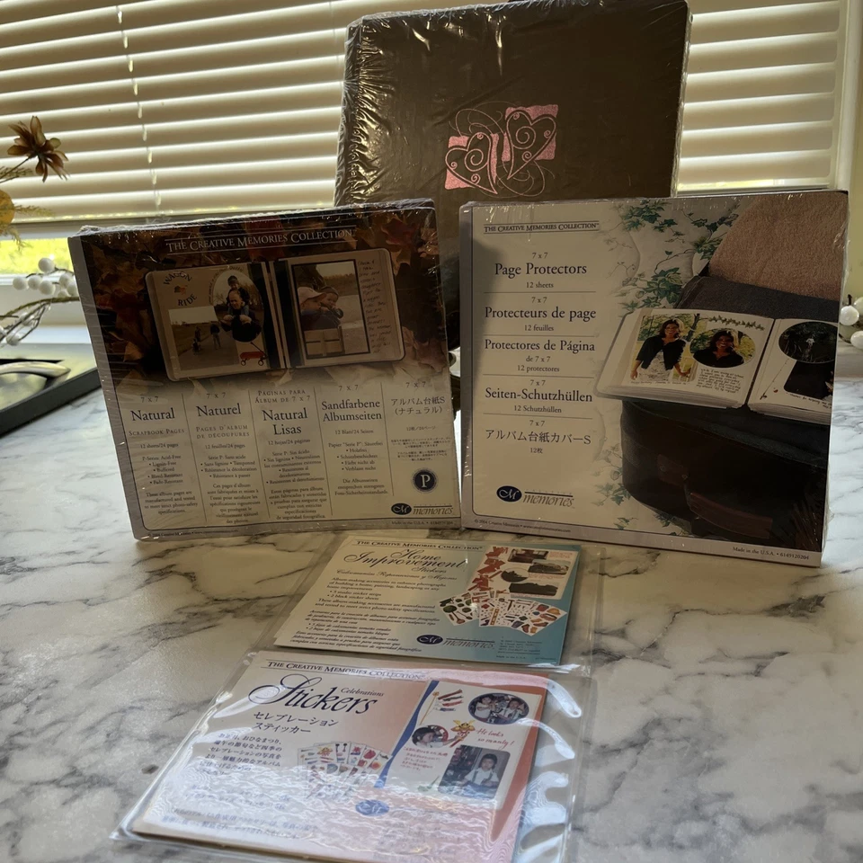 Creative Memories 7x7 Tan Mocha Álbum Cubierta con Lámina Corazones Rosa con Extras Foto 1 de 4