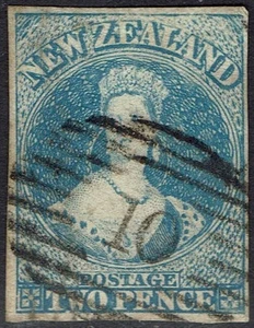 NUEVA ZELANDA 1857 QV CHALON 2D IMPERF NO WMK USADO - Imagen 1 de 2