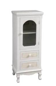 VETRINA VETRINETTA h100*40*30cm ANTA 2 CASSETTI SHABBY CHIC MODERNA MARRONE - Foto 1 di 6