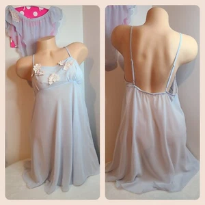 VTG 90s Victoria's Secret Floral Applique Chiffon Babydoll/ Panty Set Size Lg - Picture 1 of 9