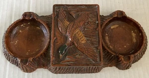 Vintage 1946 Multi Products Inc Aschenbecher Zigarettenschachtel Ente MCM braun Barware - Bild 1 von 7