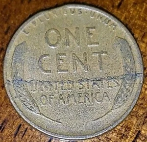 1938 Wheat Cent Lamination Error Rim To Rim Reverse + Clipped Planchet - Picture 1 of 4