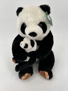 Rare Mother Panda With Baby Cub In Arms Plush from China 14” New - Super Cute - Picture 1 of 12