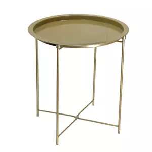 Metall Beistelltisch Abnehmbares Tablett Top Rund Endsofa Tisch Gartenterrasse Balkon - Bild 1 von 5