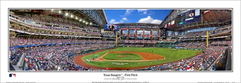 Texas Rangers GLOBE LIFE FIELD FIRST PITCH (2021) Panoramic POSTER Print Cover