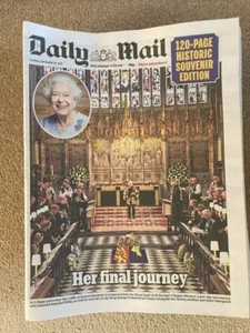 DAILY MAIL NEWSPAPER SEPTEMBER 20TH 2022 DEATH OF QUEEN ELIZABETH II FUNERAL - Picture 1 of 1