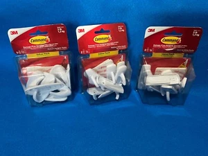 LOT OF 3 - 3M Command Medium Duty Hooks Value Pack - 8 Hooks 16 Adhesive Strips - Picture 1 of 3
