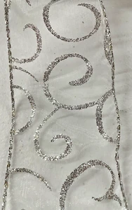 SHEER RIBBON WITH CURLY PATTERNS, WIRED EDGES - Picture 1 of 2