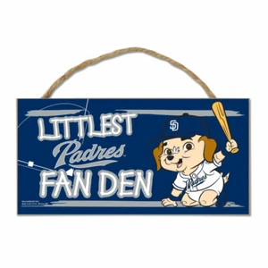 MLB LITTLEST PADRES FAN DEN SIGN 5 X 10  WOODEN WITH ROPE HANGER NEW - Picture 1 of 1