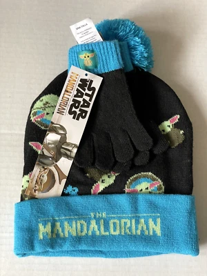 Star Wars мандалорский шляпа и перчатки синий черный детский размер OSFM ребенка 2шт комплект новый с Ярлыками - Изображение 1 из 4