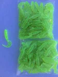 Cebo de recolección de cola rizada Chartreuse 100 quilates 2,5" cebo plástico señuelo de pesca suave lubina - Imagen 1 de 2