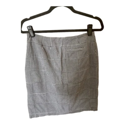 Saia feminina de algodão Cape Madras azul/branco xadrez patch trabalho tamanho 6 - Imagem 1 de 4