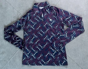 Ariat TEK 1/4 Zip Shirt Riding Jersey Youth Sz 12 L Long Sleeve Thumb Holes - Picture 1 of 6