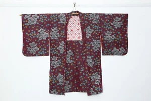 Traditional Japanese Kimono Floral meisen silk Haori 1930's - Picture 1 of 5