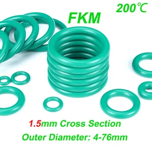 1.5mm Cross Section O Rings FKM fluororubber 4-76mm OD Oil Resistant Seals - Picture 1 of 6