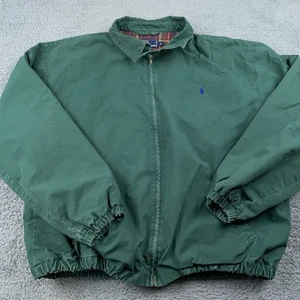 Vintage Polo Ralph Lauren Jacket Mens XL Green Bomber Bi Swing Plaid Lined 90s - Picture 1 of 13