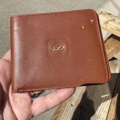S.T. Carteira dupla Dupont Paris couro marrom conhaque — Feita na França - Imagem 1 de 4