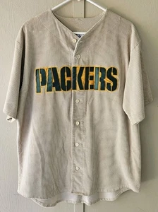 Green Bay Packers Cord Trikot Large RAR Vintage Majestic NFL hellbraun khaki LESEN - Bild 1 von 13