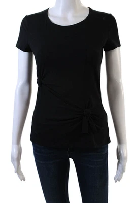 Camiseta básica Helmut Lang para mujer de algodón anudada manga gorra negra talla M Foto 1 de 4