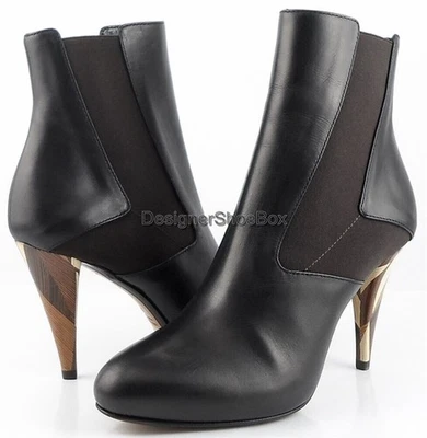 $895 Nuevo FENDI 8T4174 Negro Marrón Cuero Diseñador Moda Botines 6 EUR 36 Foto 1 de 4