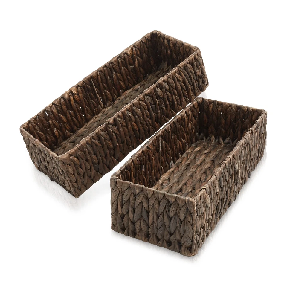 2pk Bathroom Baskets, 16x6.75x4.25 Narrow Toilet Tank Tray Organizers, Espresso - Image 1 of 1