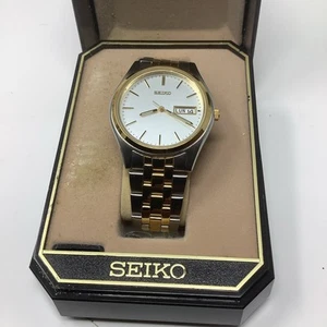 Seiko Men's Vintage Day/Date Watch 7N43 9048 White Dial & New Battery - Picture 1 of 9