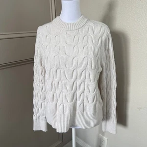 A New Day White Cable Knit Crewneck Pullover Sweater Women’s Size Small - Picture 1 of 5