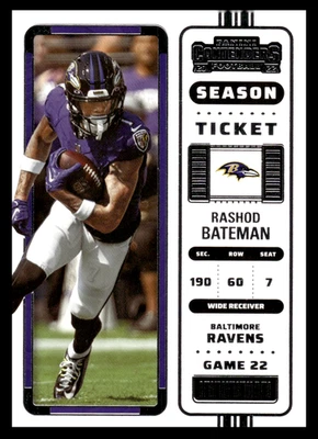2022 Panini Contenders Rashod Bateman #6 Baltimore Ravens NFL Football Base Set - Image 1 of 2