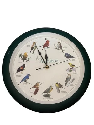 "Reloj de pared vintage Audubon pájaro cantor 13"" funciona bosque verde naturaleza decoración" Foto 1 de 4