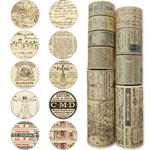 10 Rolls (Totally 98ft/30m) Vintage Washi Tape Set, Masking Tape Nostalgic St... - Picture 1 of 7