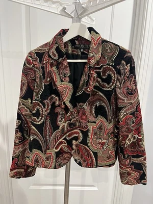 Harvé Benard Floral Tapestry Jacket Blazer Cottagecore Size 10 Petite - Image 1 of 4