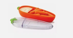 Joie SNACK AND DIP 2 Sectioned Carrot Snack Container kids lunch box school - Picture 1 of 1