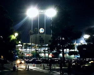 Los Angles Dodgers Stadium Photograph Night Exterior MLB Ballpark - Picture 1 of 5