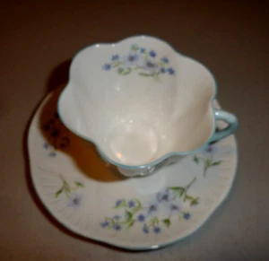 Vintage Shelley Blue Rock 13591 Fine Bone China Tea cup and Saucer - Picture 1 of 7