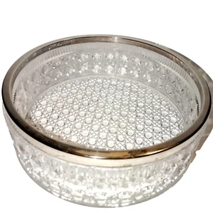 Kristallschale Metallumreifung versilbert England 22 cm 2,5 kg - Bild 1 von 10
