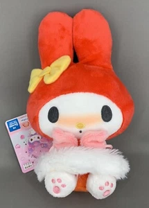 Peluche invernale Sanrio My Melody con guanti etichetta 8" FuRyu Kawaii Giappone - Foto 1 di 8