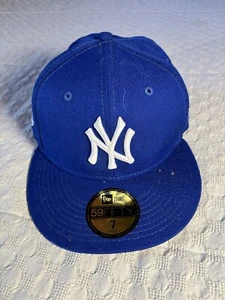COLLECTIBLE New Era 59Fifty NY YANKEES Blue Wool 1996 WORLD SERIES FITTED size 7 - Picture 1 of 11