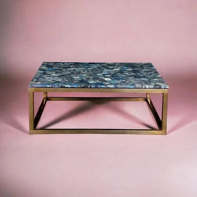 Blue Agate table, Square Dining Table, Coffee Table, Agate room table Furniture - Image 1 of 4