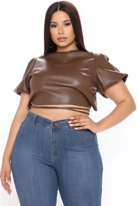 NUEVO CON ETIQUETAS KIRIOUS Los Angeles Talla XL Espalda Abierta Recortada Imitación Cuero Top - Imagen 1 de 20