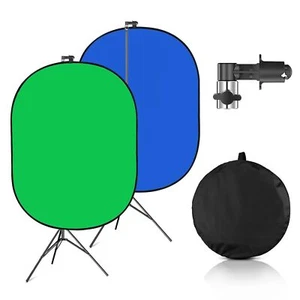 Portable Green Screen Backdrop with Stand,Foldable 5x7ft Chromakey Blue&Green... - Picture 1 of 7