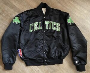 Boston Celtics Men XL Satin Bomber Jacket  Vintage 80s 90s Starter NBA RARE Bird