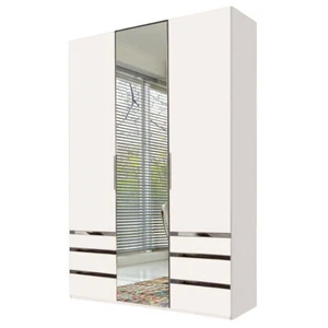 Kleiderschrank Level Drehtürenschrank 150x58x236cm weiß graphit Spiegel (18749) - Bild 1 von 5