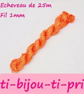 LOT de 25m FIL NYLON CORDON tressé ORANGE 1mm BIJOUX BRACELETS perles - Imagen 1 de 1