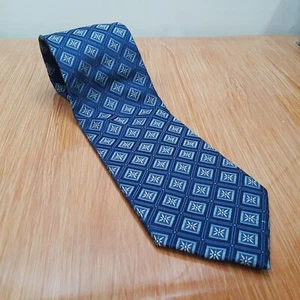 Haggar Herren Krawatte 100 % Seide blau geometrisch 56" x 3,75" Neu mit Etikett - Bild 1 von 9