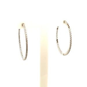 Sterling  Vintage 925 Kleo Signed Infinity CZ Inside Out Design Hoop Earrings - Picture 1 of 8