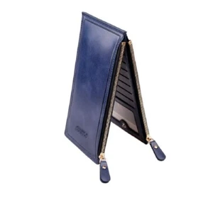 PORTE CARTES CRÉDIT FIDÉLITÉ - PORTEFEUILLE PORTE MONNAIE CUIR PU - BLEU MARINE  - Imagen 1 de 9