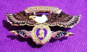 Combat Wounded Patriotic Eagle with Flags Pin - Picture 1 of 1