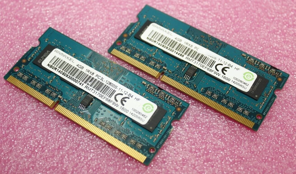 Ramaxel 8GB 2X4GB DDR3L PC3L-12800S Laptop Memory Ram RMT3170EF68F9W-1600 - Image 1 of 1