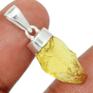 Natural Lemon Quartz 925 Sterling Silver Pendant KS32 CP40487 - Picture 1 of 1